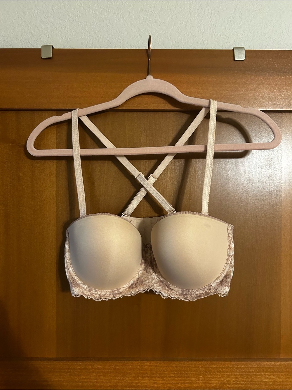 Adore Me Convertible Lace-Trim Bra — Blush Pink